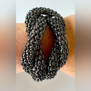 Bold Silver Mesh Love Knot Vintage Bracelet #1408